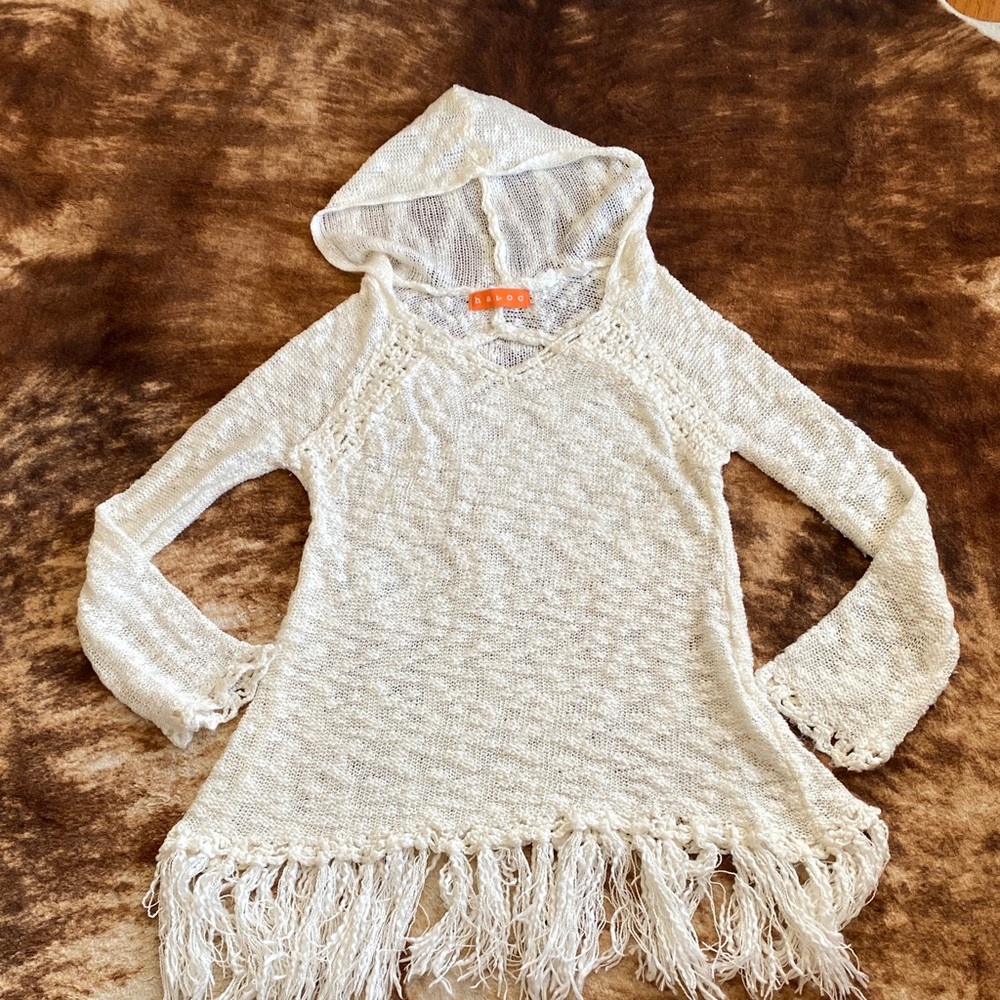 Havoc Loose Knit Hooded Fringe Sweater